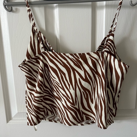 NWT VERSONA CAMI Brown/Cream ZEBRA PRINT Draped Front NWT - Picture 3 of 8